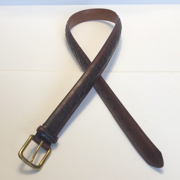 Dark Brown Solid Brass Genuine Leather Belt size 34 - Picture 6 of 12